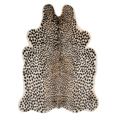 Photo 1 of 5'3"X7'10" Cheetah Loomed Novelty Area Rug - Erin Gates By Momeni, No Box Packaging, Minor Use, Minor Fraying on Edges, Creases and Wrinkles in Rug, Dirty From Shipping and Handling, Tape on Rug
