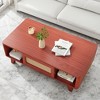 MAYEERTY 44-Inch Cherry Modern Square Wooden Coffee Table - With Rattan Drawer for Living Room - 2 of 4