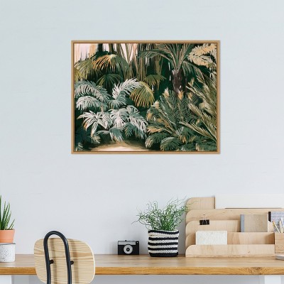 Sylvie Maple Framed Green Jungle Canvas Wall Art Print 24 x 18-in
