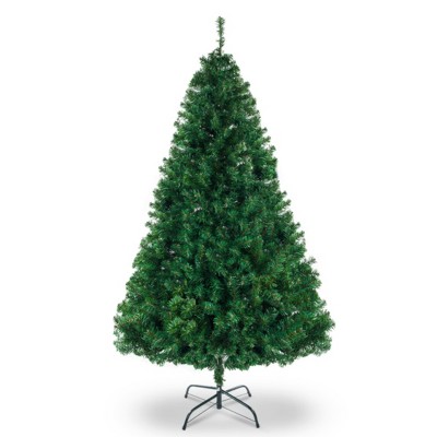 Syemin Artificial Trees 7 FT Artificial Christmas Tree, Unlit Hinged Christmas Pine Tree with 1334 Branch Tips Sturdy Metal Stand, Green, 43"*43"*72"