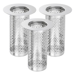 Unique Bargains Stainless Steel Anti-Odo Bathroom Hair Catcher Floor Drain Strainer - 1 of 4