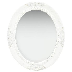 Aghana Digitals Antique White Oval Wall Mirror, 23.6x19.7in Baroque Style Natural Wood Frame for - 1 of 4