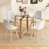 Tangkula 5 PCS Dining Table Set for 4 w/ Solid Wood Legs Tempered Glass Tabletop Modern White - 2 of 4