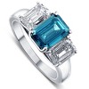 Pompeii3 4.50Ct Blue & White Emerald Cut Engagement Ring 14k White Gold Lab Created - Size 7 - 2 of 4