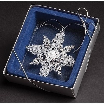 Roman 5" Glittered Snowflake Christmas Ornament - Clear/Silver