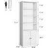 71'' Tall Farmhouse Bookcases 6 Tier Bookshelf with Drawer, Tall Narrow Bookcase with Shelves, Bookshelves Storage Organizer - 2 of 4