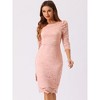 Allegra K Women's Crewneck 3/4 Sleeve Floral Lace Hidden Zipper Bodycon Dress - 3 of 4