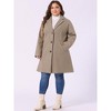 Agnes Orinda Women's Plus Size Winter Notched Lapel Single Breasted with Pockets Pea Coats - 3 of 4