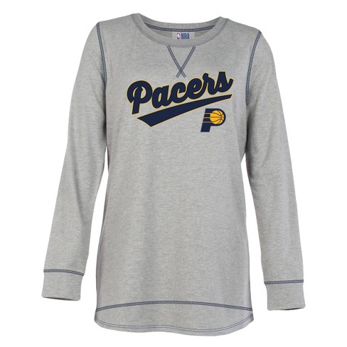 Nba Indiana Pacers Women's Gray Long Sleeve Team Slugger Crew Neck