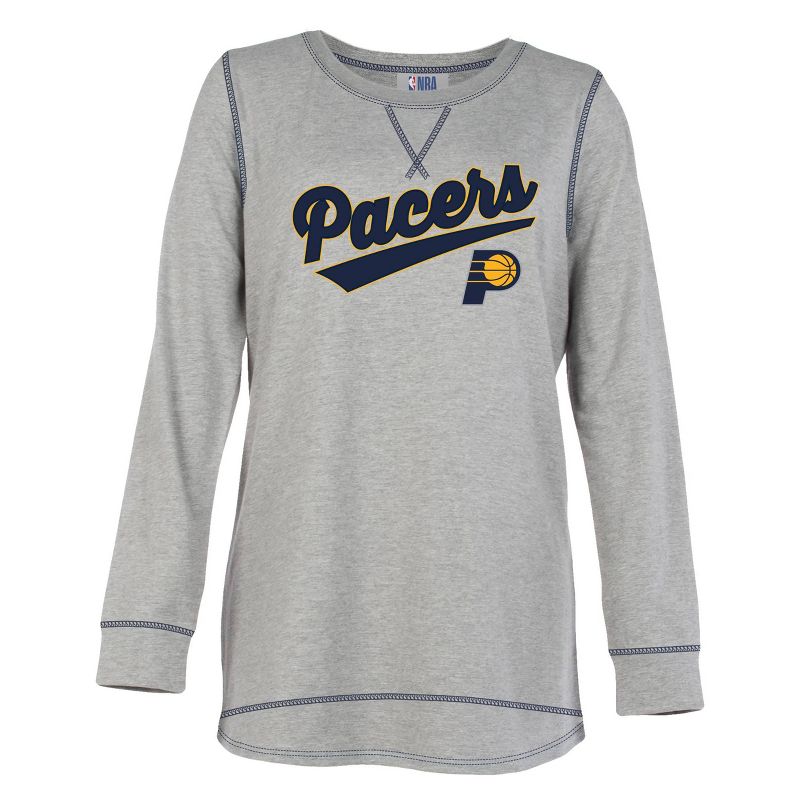 NBA Indiana Pacers Women&#39;s Gray Long Sleeve Team Slugger Crew Neck T-Shirt, 1 of 5
