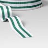 18' Christmas Fabric Ribbon Grosgrain White/Green Stripes - Wondershop™ - 3 of 3