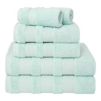 American Soft Linen Salem 6 Piece Towel Set, 100% Cotton Bath Towels for Bathroom, Mint