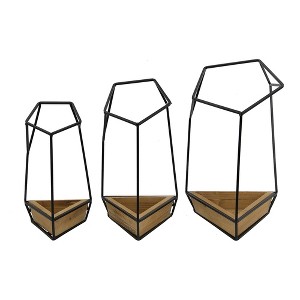 Metal Frames Set of 3 Geometric Wall Planters, Modern Hanging Wall Decor for Indoor Greenery - 1 of 4