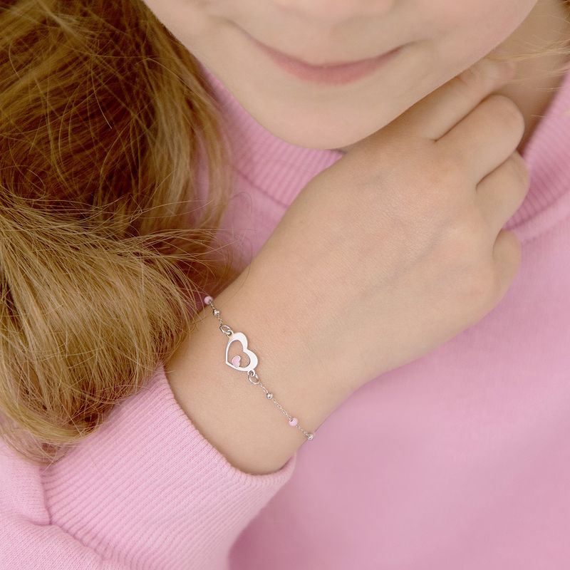 Girls' Dainty Enamel Heart Bracelet Sterling Silver - In Season Jewelry, 4 of 7