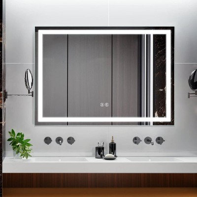 LED Bathroom Mirror with Lights, Anti-Fog & Dimmable, Front & Back Lighting, Memory Function, Waterproof Tempered Glass, Wall Mount Vanity Mirror