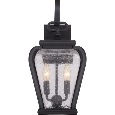Mystic Black Seeded Glass Outdoor Wall Lantern