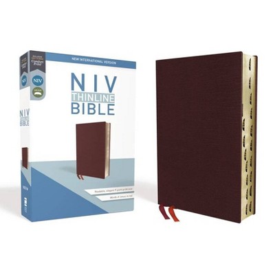 Niv, Thinline Bible, Bonded Leather, Burgundy, Indexed, Red Letter ...