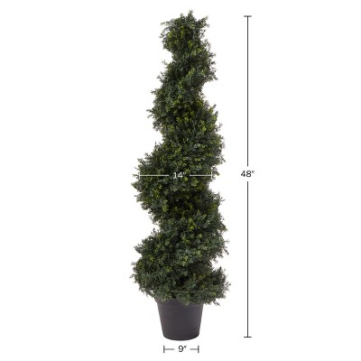 Nature Spring 4' Green Spiral Cypress Topiary in Black Pot
