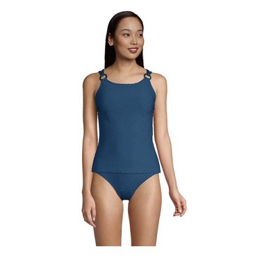 Lands' End Women's Texture Chlorine Resistant Scoop Neck Tankini Top Swimsuit