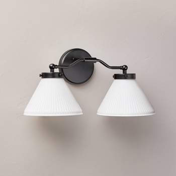 Reeded Milk Glass 2-Bulb Vanity Wall Sconce - Hearth & Hand™ with Magnolia