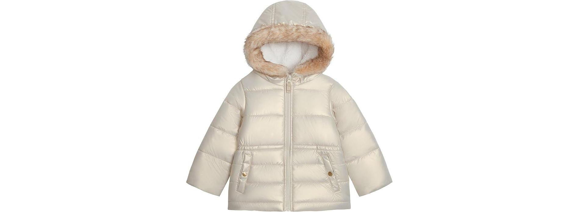OSHKOSH B'GOSH Girls' Classic Heavyweight Parka with Faux Fur Hood, Khaki, Size 3T