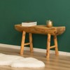 Vintiquewise Rustic Carved Wood Natural Edge Entryway Log Accent Bench - 2 of 4