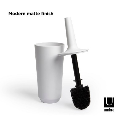 Compact White Ceramic Toilet Brush with Enclosed Holder