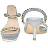 Perphy Women's Snakeskin Printed Square Toe Chain Stiletto Heels Slide Sandals - 2 of 3