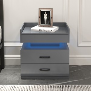 Accent Cabinet Modern with Decorative Lighting Component and Dual Drawers for Bedroom or Living Room - 3irtyhousy - 1 of 4
