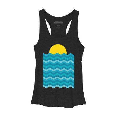 Women's Design By Humans Sunset Waves By clingcling Racerback Tank Top