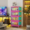 MAYEERTY 20" Side 4 Tiers Plastic Folding Storage Cabinet with Wheels Magnetic Door Happy Color for Living Room Small Space - 4 of 4