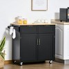 HOMCOM 41" Modern Rolling Kitchen Island on Wheels, Utility Cart Storage Trolley with Rubberwood Top & Drawers - image 2 of 4