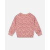 Deux par Deux Girl Printed French Terry Sweatshirt Old Pink and Flowers - 3 of 4