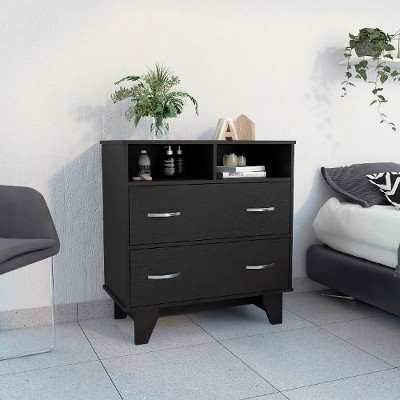 NicBex 2-Drawer Storage Cabinet with Open Shelves, 31.5" W Bedroom Dresser, Modern Dresser for Bedroom, Chest of Drawers