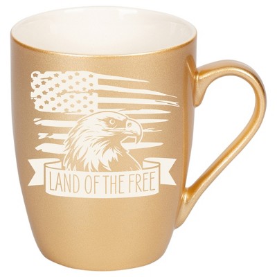100 North United States of America 10 Ounce Vegas Gold Metallic Finish, Comfortably Fits Your Hands, New Bone China Coffee Tea Cup Mug, Land Of The
