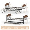 Daybed with Trundle, Metal Twin Size Day Bed with Stylish Headboard, Sofa Bed Frame with Pop Up Foldable Trundle Bed - 2 of 4