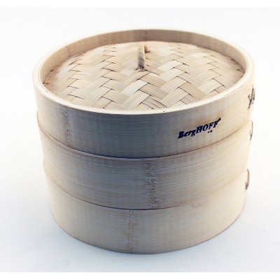 Juvale 2-tier Bamboo Steamer Basket With Steel Rings For Dumplings, Dim  Sums, 10 In : Target