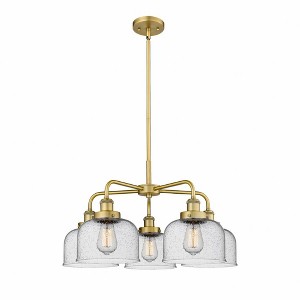Bell - 5 Light Stem Hung Chandelier In Art Deco Style-14.75 Inches Tall and 26 Inches Wide - 1 of 1