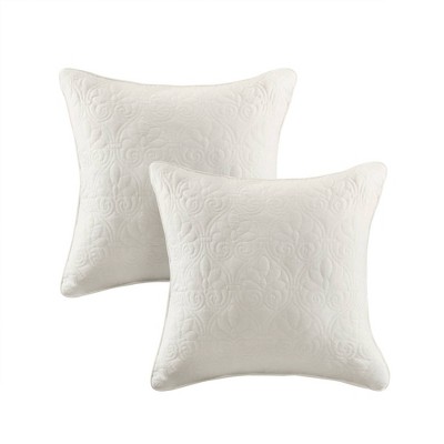 2pk 20"x20" Oversize Microfiber Quilted Vancouver Square Throw Pillows Ivory