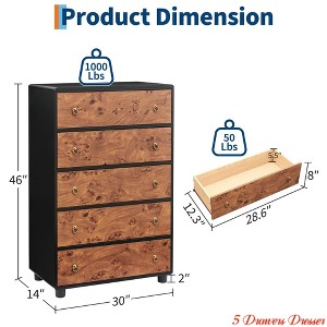 Living Room 5 Drawers Dresser for Bedroom, 46" Tall Wood Chest of Drawers with Metal Handles, Heavy-Duty TV Stand - 1 of 4