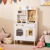 Costway Play Kitchen with 3 Adjustable Heights, Microwave, Stoves, Sink, Oven, Ice Maker White/Pink - 2 of 4