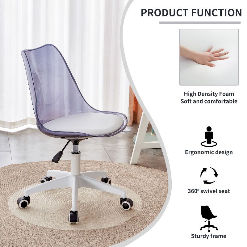 Modern family chair, midnight color, adjustable 360 ° swivel chair, engineering plastic armless swivel chair, suitable for bedroom-The Pop Home, 4 of 10