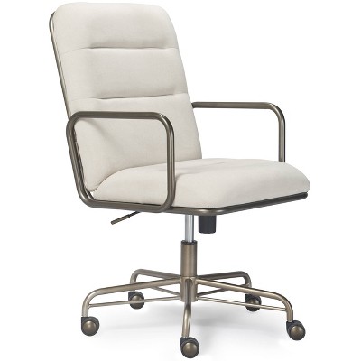 Cream High Back Leather Executive Swivel Office Chair