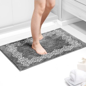 Deconovo Velvet Geometric Bath Mat Rug – Non-Slip, OEKO-TEX, 1 PC - 1 of 4