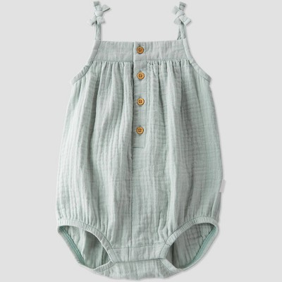 Image of Little Planet by Carter's Organic Baby Girls' Gauze Bubble Mint Jumpsuit - Newborn
