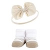 Hudson Baby Infant Girl Headband and Socks Giftset, Blush Taupe, One Size - 4 of 4