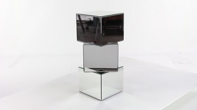 XL Silver Mirrored Glass Pedestal Display Stand