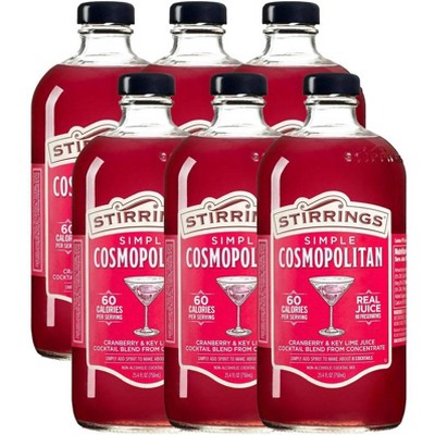 Stirrings Simple Cosmopolitan Cocktail Mix 750ml Bottles - Real Juice No Preservatives - 60 Calories - Drink Mixer
