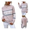 Coolmee Women’s Casual Knit Sweater Leopard Print Knitted Pullover Sweaters Long Sleeve High Neck Jumper Tops - 3 of 4
