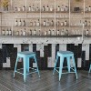 Emma and Oliver Set of Four Backless Metal Stools with All-Weather Poly Resin Seats for Indoor Use Only - 2 of 4